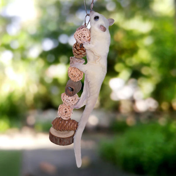 Juguetes Torre de Juego Suspendida con Piñas y Bolas Trenzadas para Pequeños Animales Trepadores de Jaula
